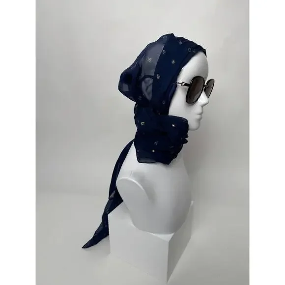 Christian Dior Blue Rare Metallic Flakes Large Shawl Scarf